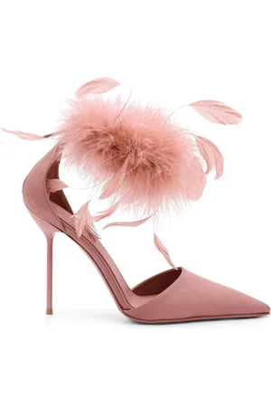 PARIS TEXAS Buty, Kobieta, Różowy, 38 EU, Sandały Satynowe Z Detalem Z Piór