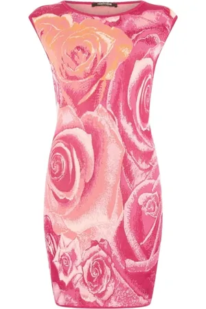 Roberto Cavalli Sukienki, Kobieta, Różowy, L, Mini Sukienka z nadrukiem Róży Ogrodowej