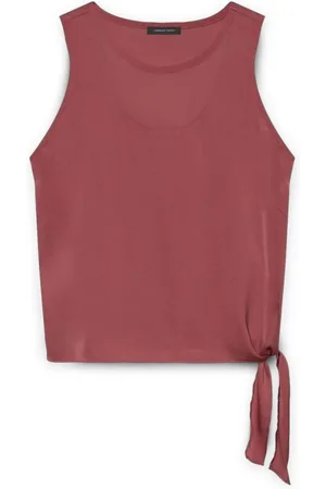 Fiorella rubino Koszulki, Kobieta, Czerwony, 2XL, Poliester, Top z satyny z węzłem