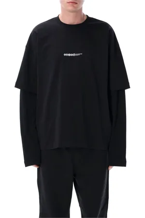 OAMC Koszulki, Mężczyzna, Czarny, S, Peace Maker Pomalowany L/S Tee