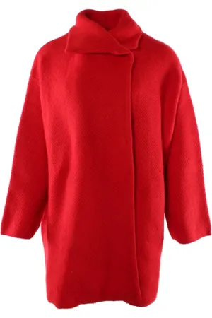 Diane von Furstenberg Płaszcze, Kobieta, Czerwony, M, Kaszmir, Czerwony Wełniany Kaszmirowy Angora Płaszcz