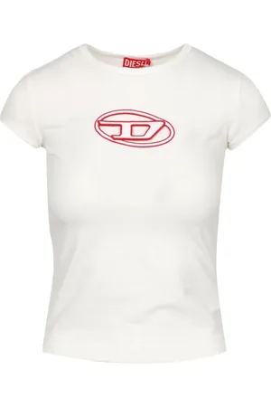 Diesel Koszulki, Kobieta, Biały, S, Bawełna, Bawełna Stretch Crew Neck T-shirt
