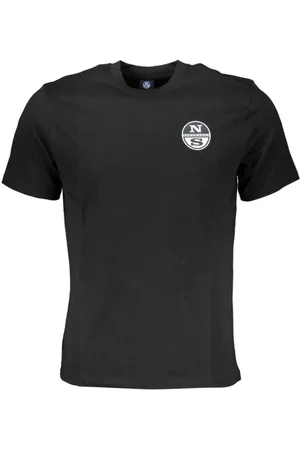 North Sails Koszulki, Mężczyzna, Czarny, XL, Bawełna, Czarna Bawełna Druk Logo T-shirt