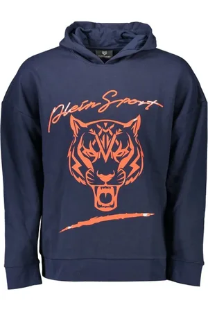 Philipp Plein Bluzy, Mężczyzna, Niebieski, 2XL, Bawełna, Niebieski Bawełniany Sweter Męski Bluza