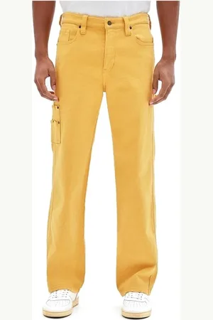 Guess Jeansy, Mężczyzna, Żółty, W31 L32, Jeansyy z Haftowanym Logo dla Mężczyzn