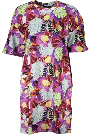 Roberto Cavalli Sukienki, Kobieta, Wielobarwność, L, Krótka Sukienka w Wzory z Logo
