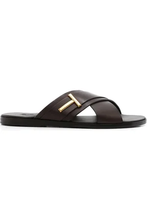 Tom Ford Buty, Mężczyzna, brązowy, 44 EU, Włoskie skórzane sandały z podeszwą z gumy