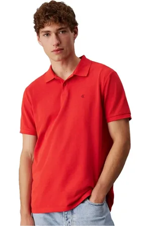 Calvin Klein Koszulki, Mężczyzna, Czerwony, 2XL, Bawełna, Czerwony Polo Shirt Regular Fit Haftowany