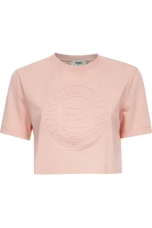 Fendi Koszulki, Kobieta, Różowy, M, Różowa T-shirt z tłoczonym motywem 1925