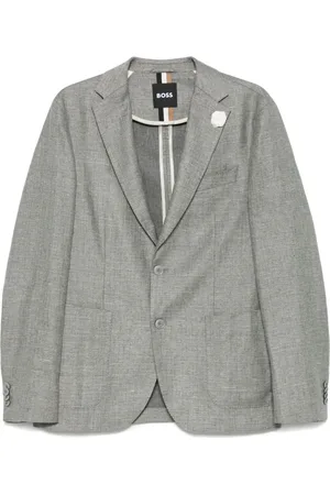 HUGO BOSS Kurtki, Mężczyzna, Zielony, 2XL, Kurtka z mieszanki lnu z 2 guzikami