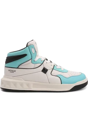 VALENTINO GARAVANI Buty, Mężczyzna, Wielobarwność, 42 1/2 EU, Len, Białe Sneakersy One-Stud High-Top Buty