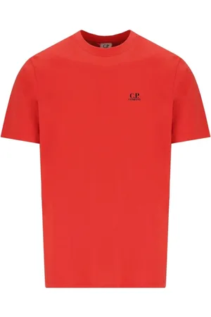 C.P. Company Koszulki, Mężczyzna, Czerwony, M, Bawełna, Pomarańczowy T-shirt z nadrukiem logo