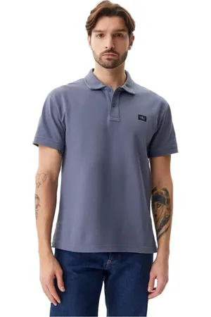 Calvin Klein Koszulki, Mężczyzna, Szary, L, Szara Koszulka Polo z krótkim rękawem Regular Fit