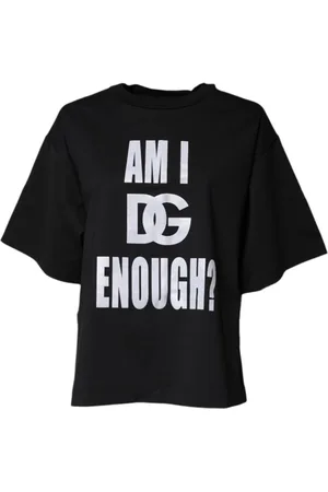 Dolce & Gabbana Koszulki, Kobieta, Czarny, M, Nylon, Czarna Koszulka z Logo na Szyi