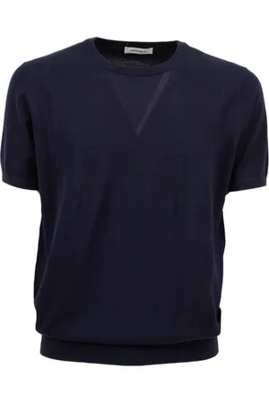 KANGRA CASHMERE Koszulki, Mężczyzna, Niebieski, S, T-shirt z Okrągłym Dekoltem i Krótkim Rękawem