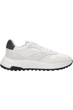 Hogan Buty, Mężczyzna, Biały, 43 EU, Zamsz, Sneakersy z zamszowymi i tkaninowymi wstawkami