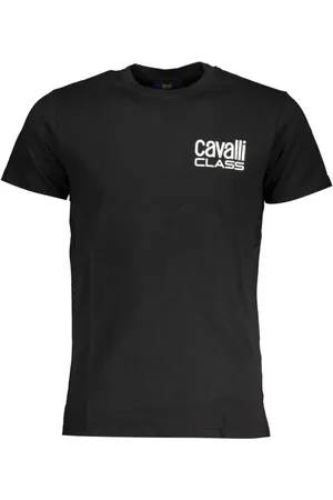 Roberto Cavalli Koszulki, Mężczyzna, Czarny, L, Czarna koszulka z nadrukiem logo