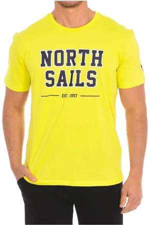 North Sails Koszulki, Mężczyzna, Żółty, XL, Bawełna, T-shirt z Krótkim Rękawem i Nadrukiem Marki