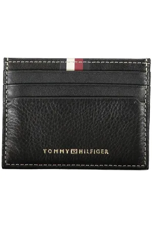 Tommy Hilfiger Akcesoria, Mężczyzna, Czarny, ONE SIZE, Skóra, Portfel na karty z czarnego skóry