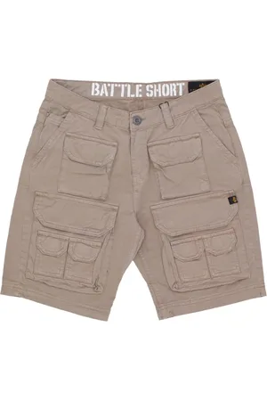 Alpha Industries Szorty, Mężczyzna, Szary, W28, Vintage Cargo Shorts z zapięciem na guzik