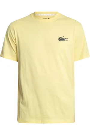 Lacoste Koszulki, Mężczyzna, Żółty, L, Bawełna, Żółty T-shirt z logo z bawełny