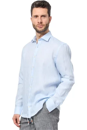 Bugatti Koszule, Mężczyzna, Niebieski, 2XL, Jasnoniebieska lniana koszula