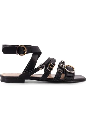 Pinko Buty, Kobieta, Czarny, 39 EU, Czarne Sandały z Regulowanymi Paskami