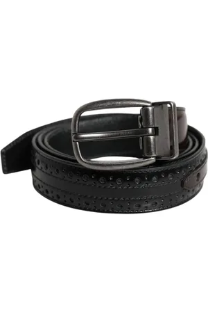 Dolce & Gabbana Akcesoria, Mężczyzna, Czarny, 90 CM, Klasyczny Skórzany Pasek z Metalową Sprzączką