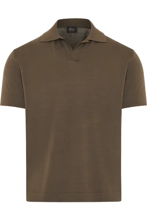BRIONI Koszulki, Mężczyzna, brązowy, 2XL, Jedwabno-bawełniana Koszulka Polo