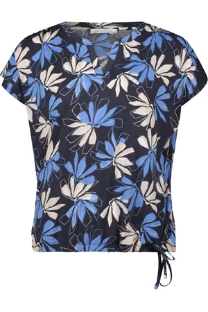 Betty & Co Bluzki, Kobieta, Niebieski, 2XL, Luźna koszula z ściągaczem