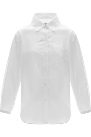 HERNO Bluzki, Kobieta, Biały, XS, Bawełna, Haftowany bawełniany shirt z efektem technicznym