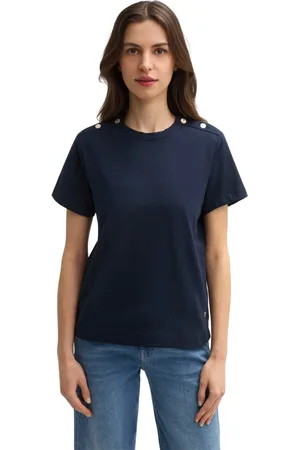 JOOP! Koszulki, Kobieta, Czarny, L, Ciemnoniebieski T-shirt z guzikami na ramionach