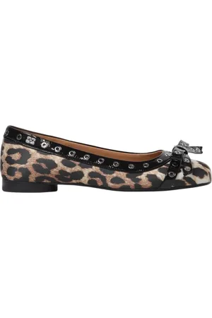 Ganni Buty, Kobieta, Wielobarwność, 40 EU, Leopard Print Ballerina Flats with Bow