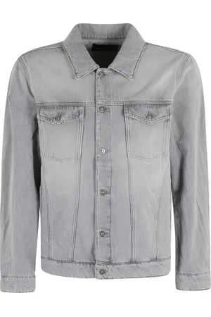 Dondup Kurtki, Mężczyzna, Szary, M, Denim, Szara Kurtka Denim z Kołnierzem