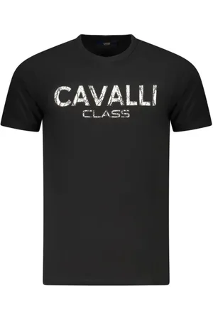 Roberto Cavalli Koszulki, Mężczyzna, Czarny, XL, Premium T-shirt z odważnym nadrukiem