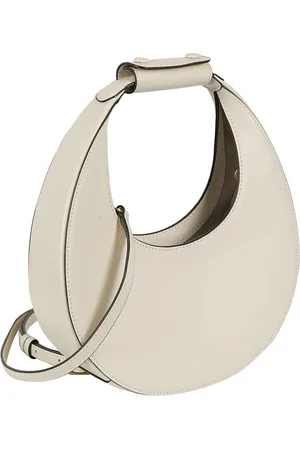Staud Torebki, Kobieta, Biały, ONE SIZE, Kremowa Gładka Skórzana Mini Moon Torba