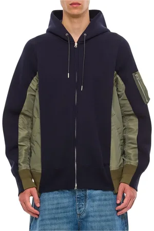 SACAI Bluzy, Mężczyzna, Niebieski, S, Nylon, Niebieski Bluza Zip Up Stylowy Wygodny