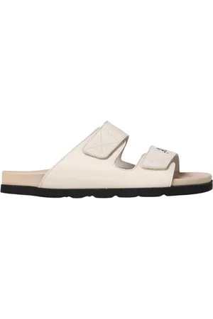 Palm Angels Buty, Mężczyzna, Biały, 40 EU, Białe skórzane sandały na koturnie