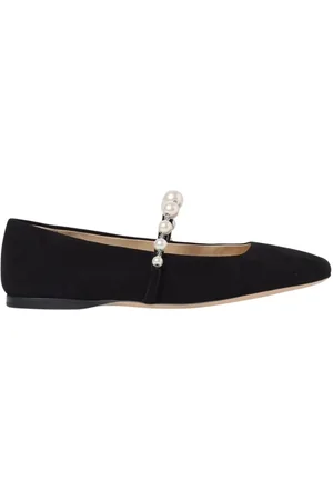 Jimmy Choo Buty, Kobieta, Czarny, 38 EU, Zamsz, Czarne Zamszowe Perełkowe Baleriny