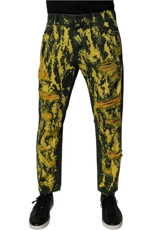 Dolce & Gabbana Jeansy, Mężczyzna, Czarny, M, Denim, Tie Dye Skinny Denim Jeansy