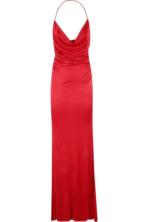 Elisabetta Franchi Sukienki, Kobieta, Czerwony, M, Sukienka Czerwony Dywan Jersey Krzyż na Plecach