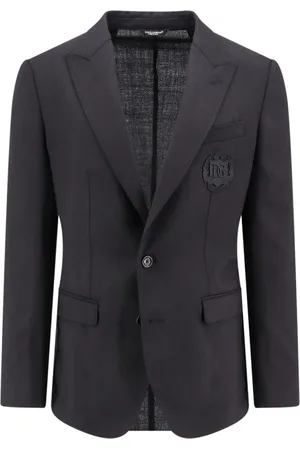 Dolce & Gabbana Kurtki, Mężczyzna, Czarny, M, Wełna, Czarna Wełna Monopetto Odzież z Logo