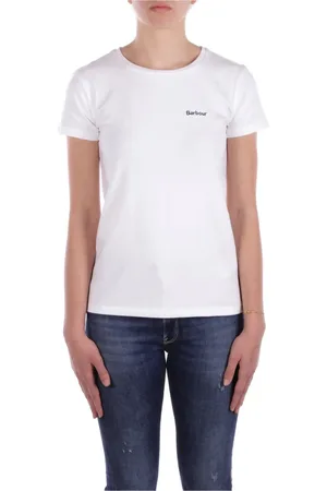 Barbour Koszulki, Kobieta, Biały, XL, Bawełna, Białe T-shirty i Pola Logo Przód