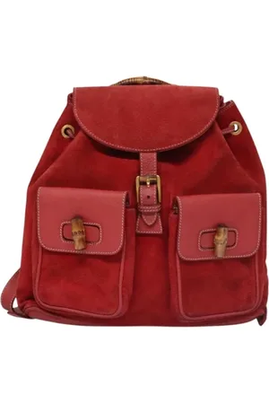 Gucci Pre-owned, Kobieta, Czerwony, ONE SIZE, Skóra, Pre-owned Suede backpacks