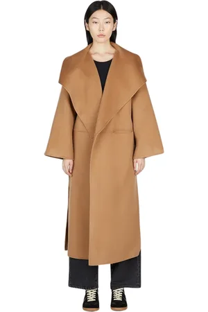 Totême Płaszcze, Kobieta, brązowy, M, Wełna, Płaszcz z wełnianym kashmirem Shawl