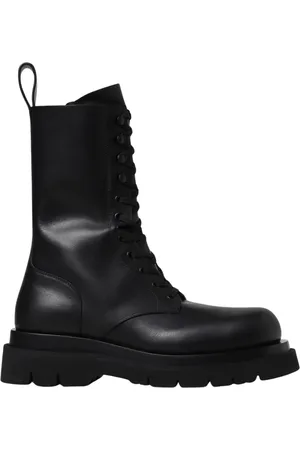Bottega Veneta Buty, Kobieta, Czarny, 39 EU, Czarne skórzane buty bojowe