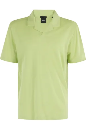 HUGO BOSS Koszulki, Mężczyzna, Zielony, M, Len, Zielony Pastelowy Polo Koszulka Krótki Rękaw
