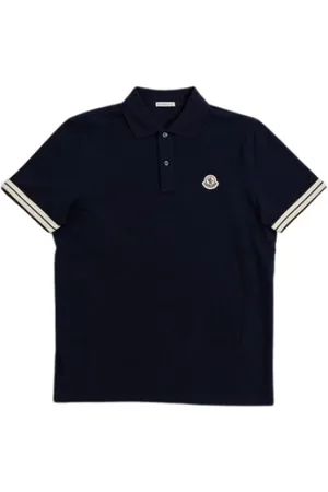 Moncler Koszulki, Mężczyzna, Czarny, 2XL, Granatowy polo z bawełny