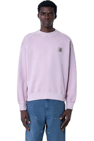 Carhartt Bluzy, Mężczyzna, Fioletowy, L, Bluza z logo na piersi