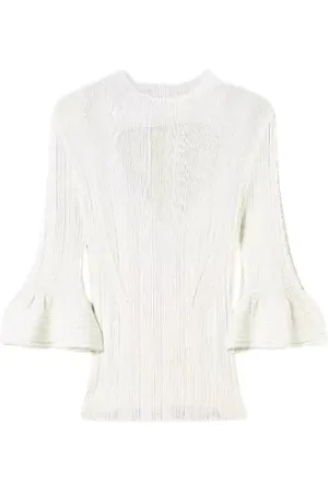 Twin-Set Bluzki, Kobieta, Biały, XS, Obcisły top z falbaną